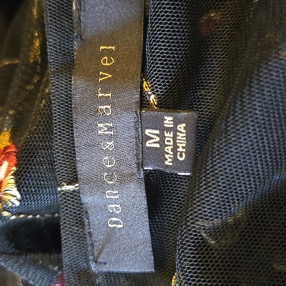 Dance & Marvel Sheer Black Women's Dress With Floral Embroidery Detail. Size M - Picture 11 of 11